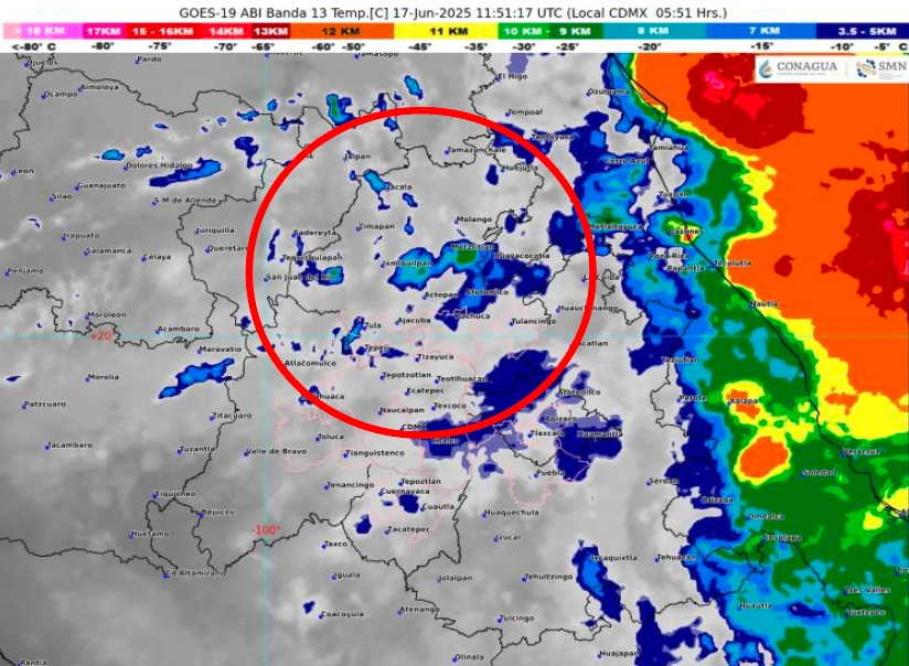 Erick provoca lluvias torrenciales en el sur del país; en Hidalgo el cielo se mantiene nublado con baja probabilidad de lluvia