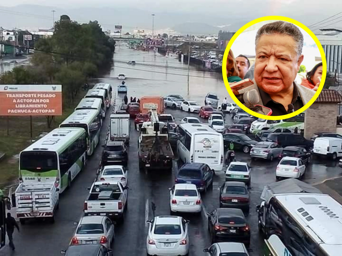 Julio Menchaca se va contra plaza Explanada por inundación en la México-Pachuca