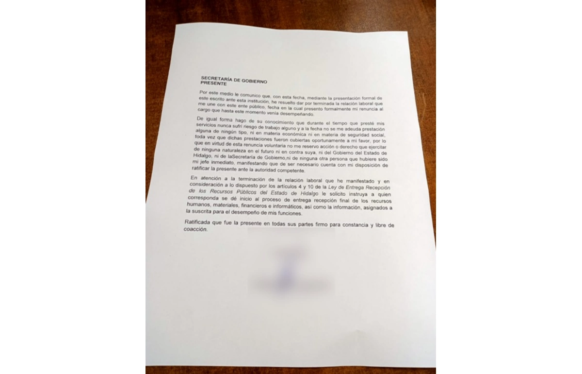 Denuncian despidos forzados en gobierno de Hidalgo; trabajadores acusan presiones para firmar renuncias sin validez oficial