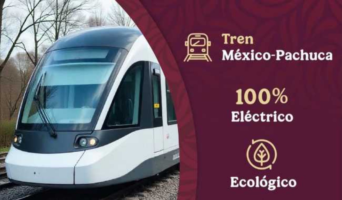 Tren eléctrico modelo licitado para ruta AIFA‑Pachuca.