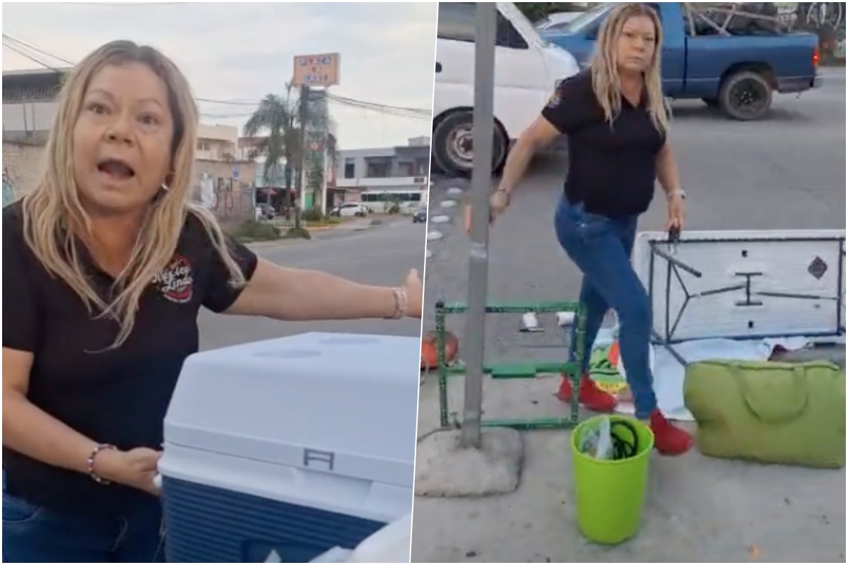#LadyTamales destruye el puesto de una vendedora ambulante