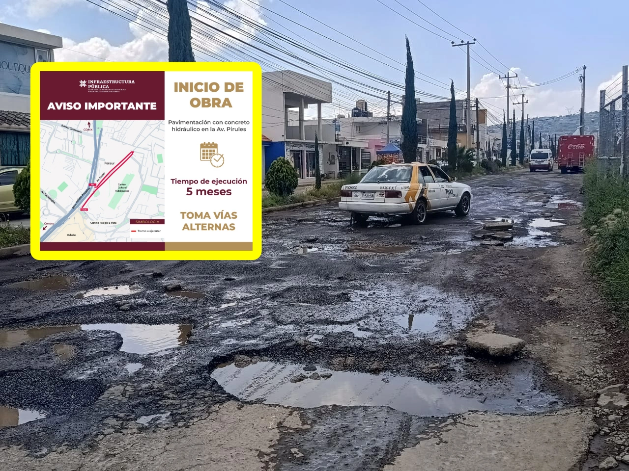Tres cierres viales en Pachuca: calles desvían su tráfico por obras de concreto hidráulico