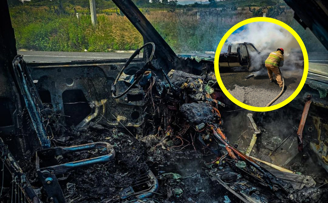 Incendio de camioneta en la carretera Pachuca–Huejutla moviliza a bomberos en Atotonilco el Grande