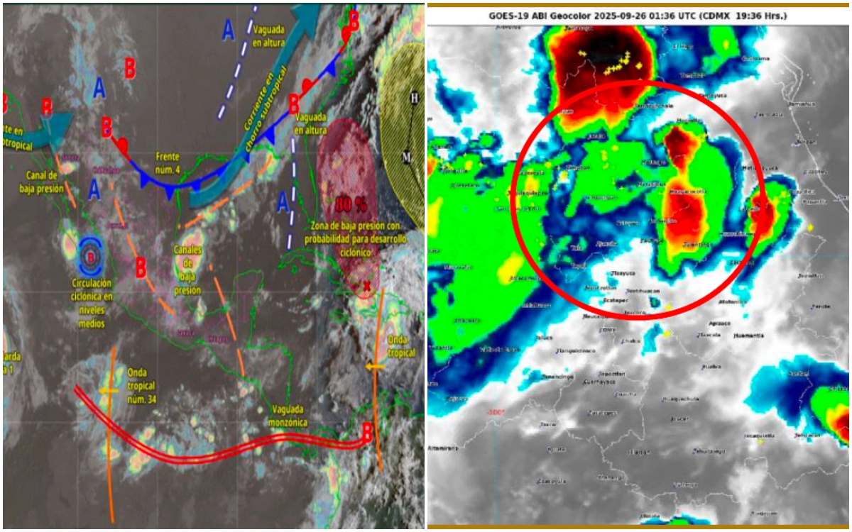 Lluvias en Pachuca y Valle de Tulancingo, pronóstico Conagua 26 septiembre.