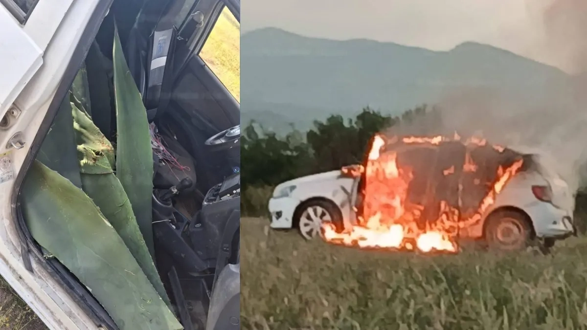 Pobladores queman auto a presuntos ladrones de pencas de maguey en Santiago de Anaya