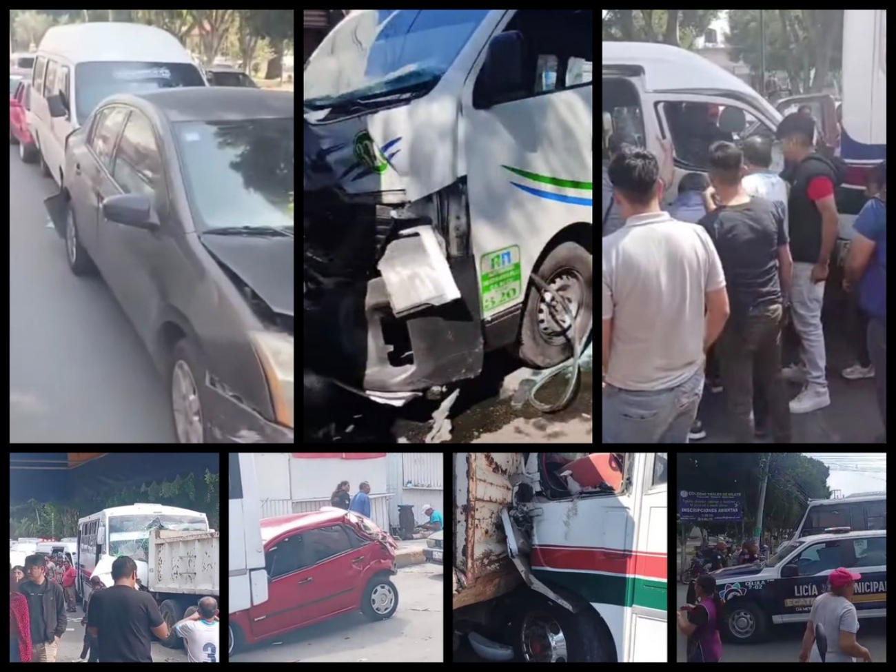 Vehículo de carga del Ayuntamiento de Ecatepec impacta autobús tras presunta falla mecánica