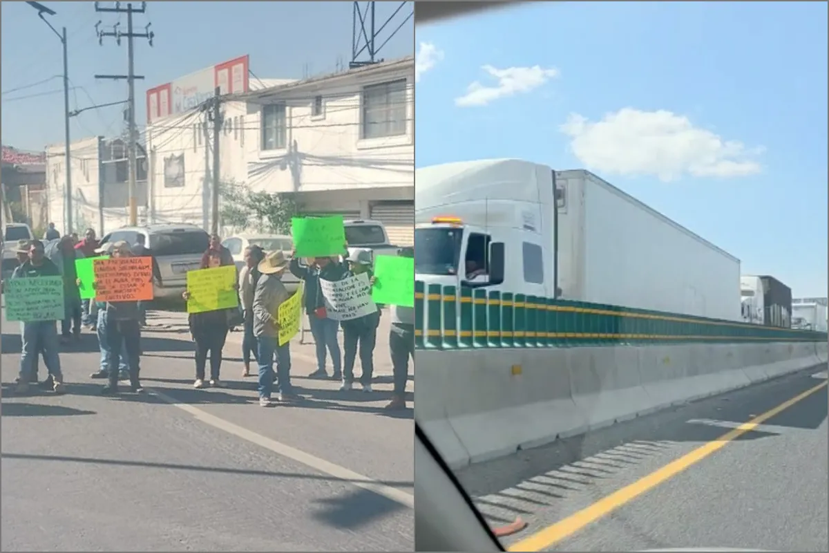 VIDEO: Bloqueo de piperos afecta por segundo día la autopista y carretera libre México–Pachuca en Tecámac